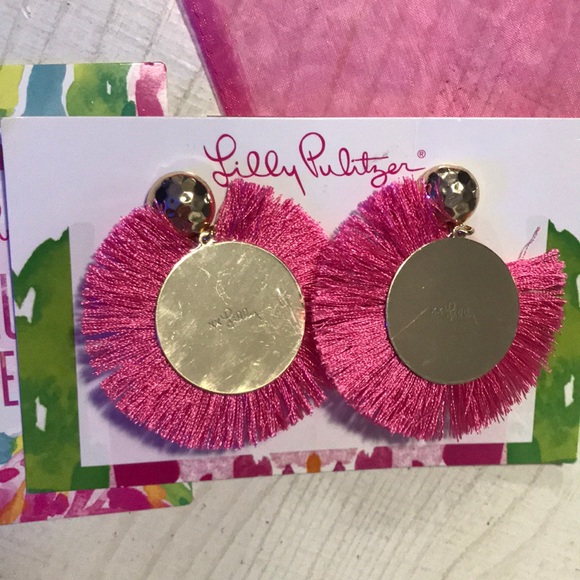 Lilly Pulitzer Fan-Tastic Earrings Pink Tropics - Picture 5 of 6